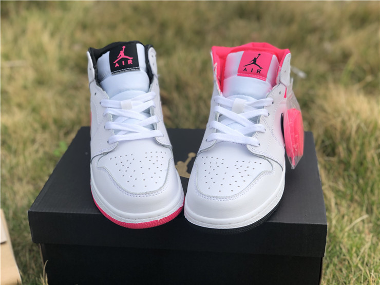2019 Air Jordan 1 Mid Hyper Pink White/Black For Girls