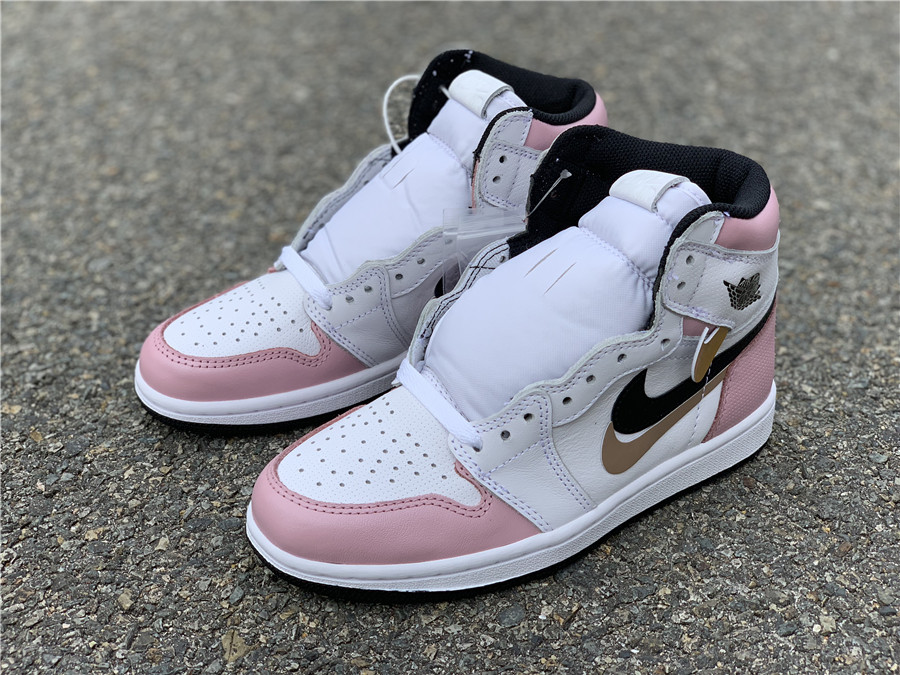 2019 Air Jordan 1 Retro High OG White Pink Black For Girls