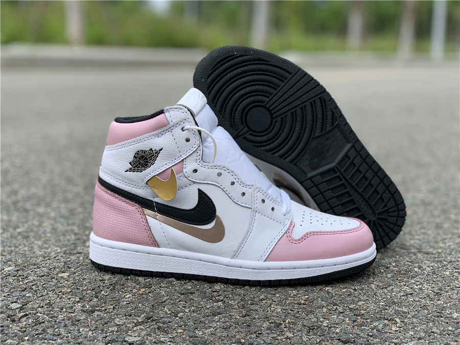 2019 Air Jordan 1 Retro High OG White Pink Black For Girls