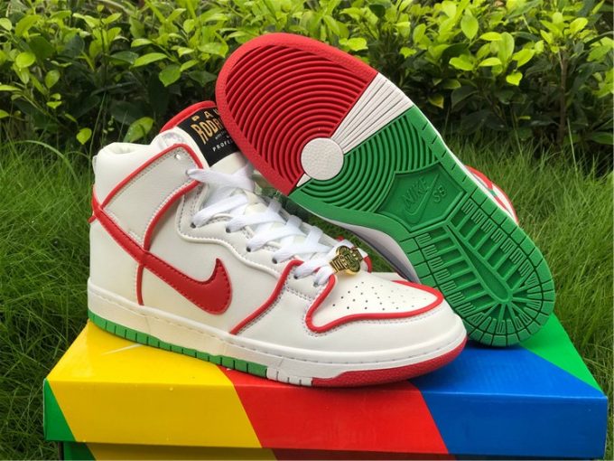 Paul Rodriguez x Nike SB Dunk High White University Red Green CT6680-100