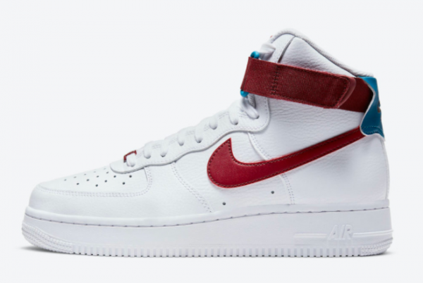 2021 Nike Air Force 1 High Team Red Green Abyss For Sale 334031-119