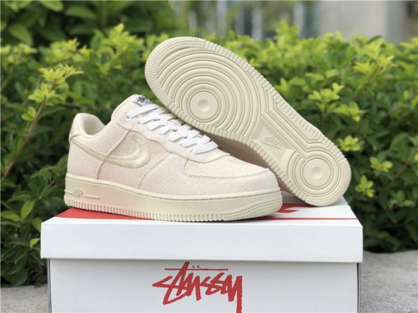 2021 Nike Air Force 1 Low Stussy Beige White Casual Shoes CZ9087-200
