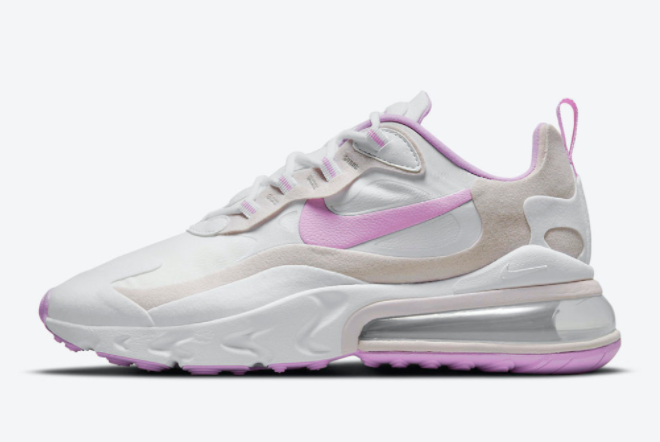 Womens Nike Air Max 270 React White and Light Violet Shoes CZ1609-100