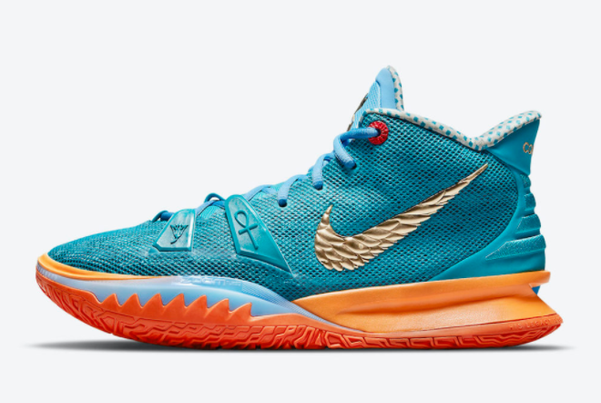 Concepts x Nike Kyrie 7 Teal Blue Orange Metallic Gold For Cheap CT1137-900