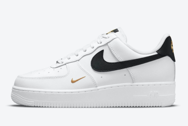 Nike Air Force 1 Low White Black With Gold Mini-Swooshes CZ0270-102