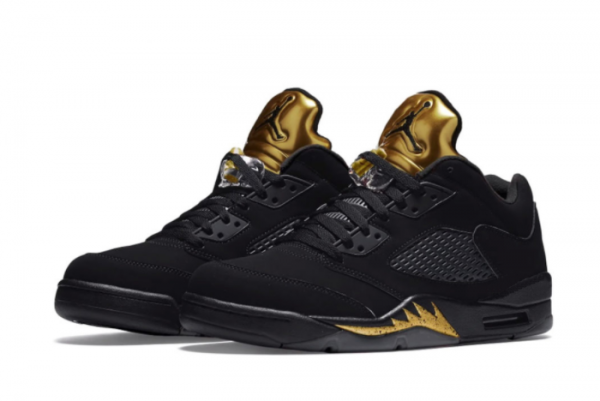 2021 Air Jordan 5 Low Black Metallic Gold Mens Basketball Shoes