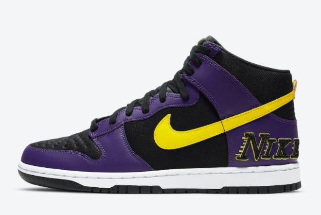 2021 New Nike Dunk High EMB Lakers Sport Shoes DH0642-001