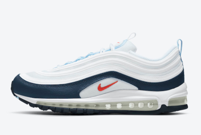 2021 Release Nike Air Max 97 White/Navy-Red Shoes DM2824-100