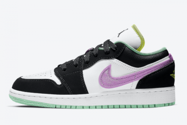Air Jordan 1 Low GS Green Glow and Purple For Sale 553560-151