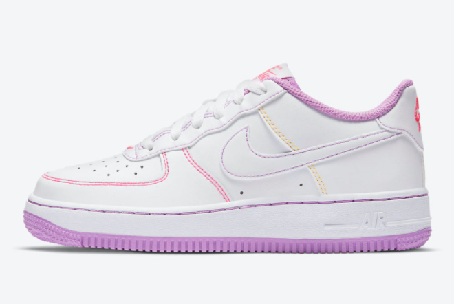 Nike AF1 Air Force 1 GS White Fuchsia Glow Girl's Shoes CW1575-110