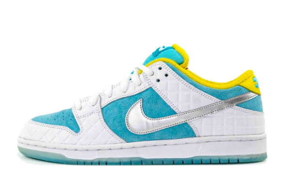 2021 FTC x Nike SB Dunk Low White/Lagoon Pulse To Buy DH7687-400