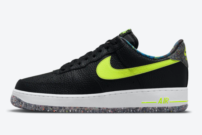 2021 Nike Air Force 1 Low Black Volt Leather Shoes For Sale DM9098-001