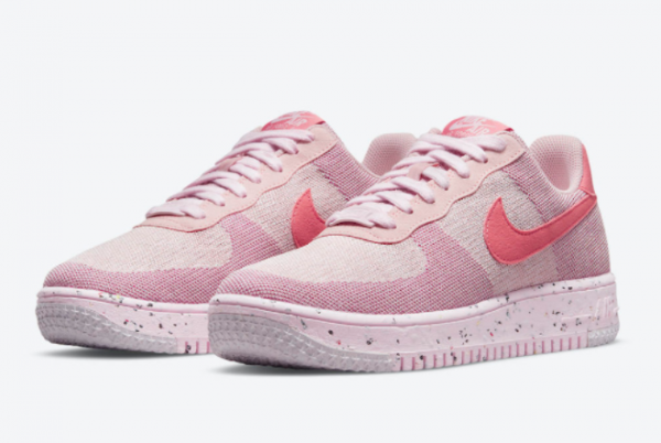New Nike Wmns Air Force 1 Crater Flyknit Pink For Sale DC7273-600-2