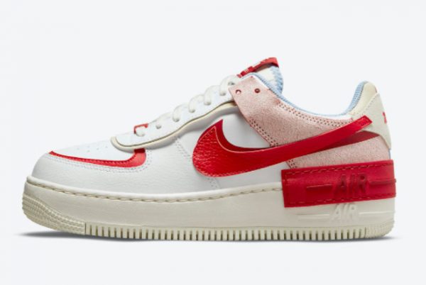 Cheap Nike Air Force 1 Shadow White Red Blue Cracked Leather CI0919-108