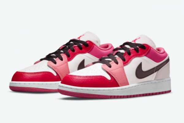 Girl's Shoes Air Jordan 1 Low GS White Pink Red 553560-162-2