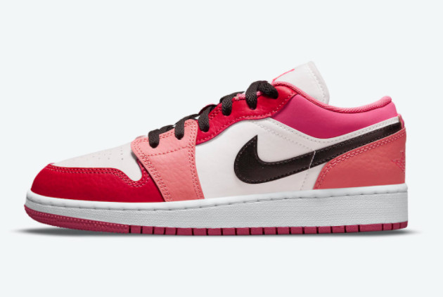 Girl's Shoes Air Jordan 1 Low GS White Pink Red 553560-162