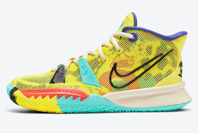 New Arrival Nike Kyrie 7 GS 1 World 1 People Electric Yellow CT4080-700