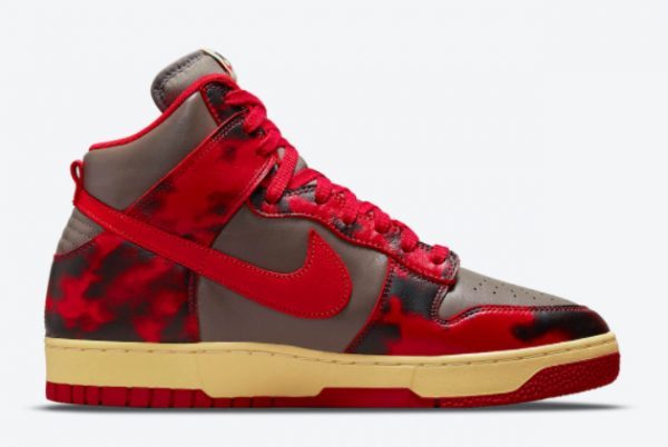 New Nike Dunks High Red Acid Wash Sneakers DD9404-600-1