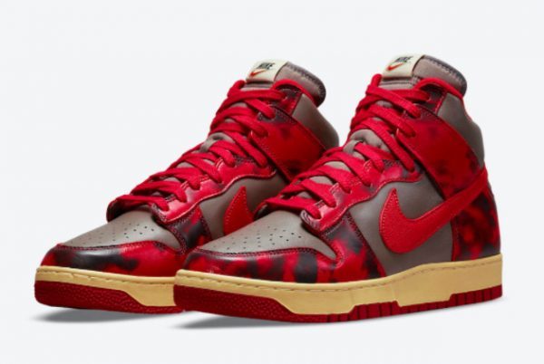 New Nike Dunks High Red Acid Wash Sneakers DD9404-600-2