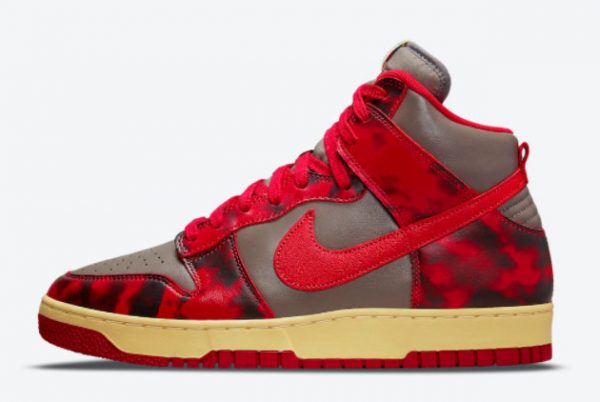 New Nike Dunks High Red Acid Wash Sneakers DD9404-600