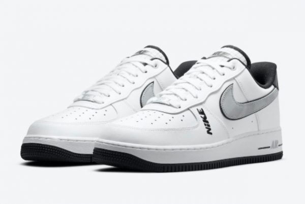 Nike Air Force 1 Low White Black Grey Patent Leather Swoosh DC8873-101-2