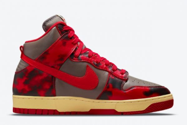 Nike Dunks High Red Acid Wash Sneakers For Sale DD9404-600-1