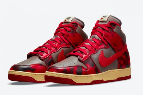 Nike Dunks High Red Acid Wash Sneakers For Sale DD9404-600-2