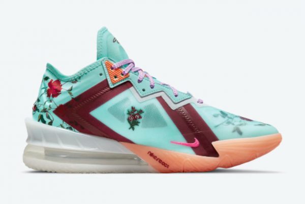 2021 New Nike LeBron 18 Low Floral Psychic Blue Sneakers CV7562-400-1