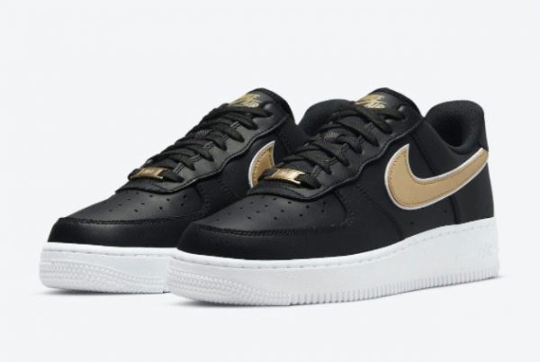 Latest Release Nike Air Force 1 Low Black and Gold Makeup DD1523-001-2