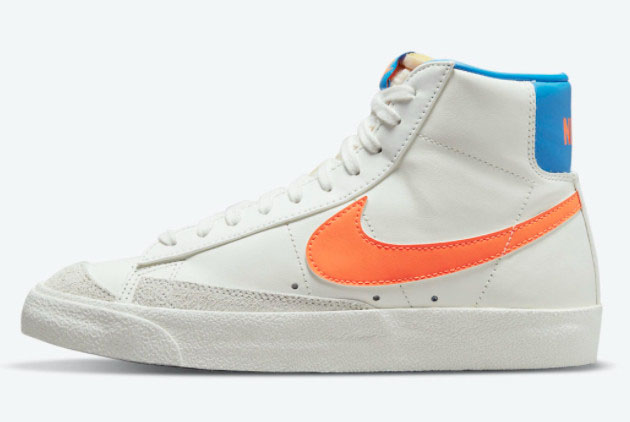 Cheap Nike Blazer Mid 77 White Bright Orange-Blue DQ4692-100