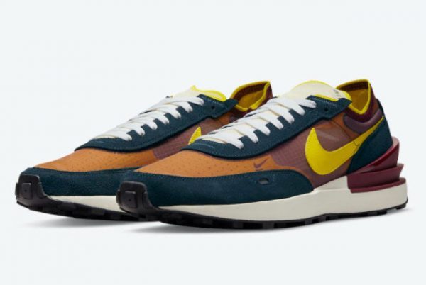 Nike Waffle One Navy/Burgundy-Yellow Casual Shoes DD8014-600-1