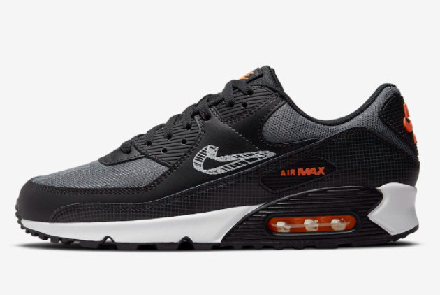 Nike Air Max 90 Black/Orange-White With 3D Swooshes DR5642-001