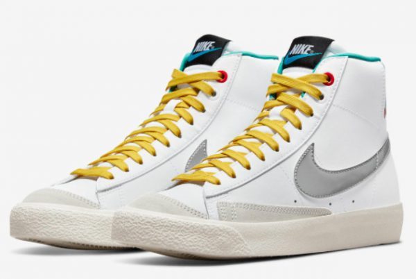 Nike Blazer Mid GS White Silver Floral On Sale DQ7773-100-2