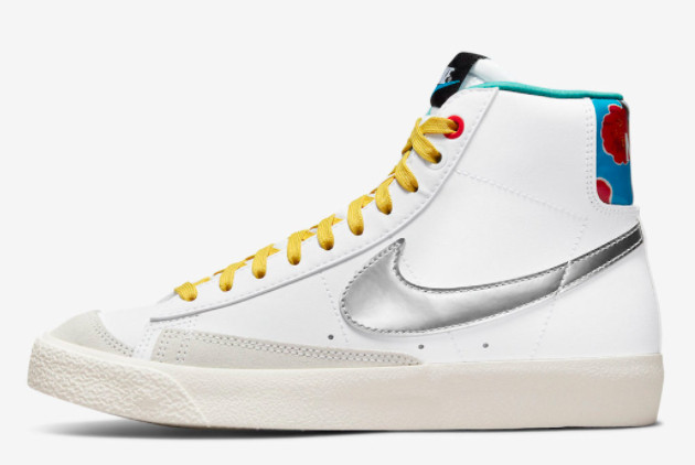 Nike Blazer Mid GS White Silver Floral On Sale DQ7773-100