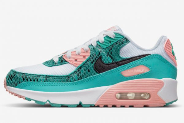 2022 Nike Air Max 90 GS Green Snakeskin New Sale DR8926-300