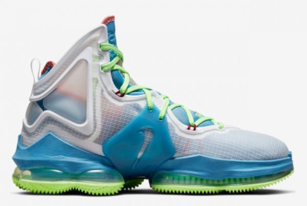 Nike LeBron 19 Neon Green-Blue Basketball Sneakers DC9341-400-1