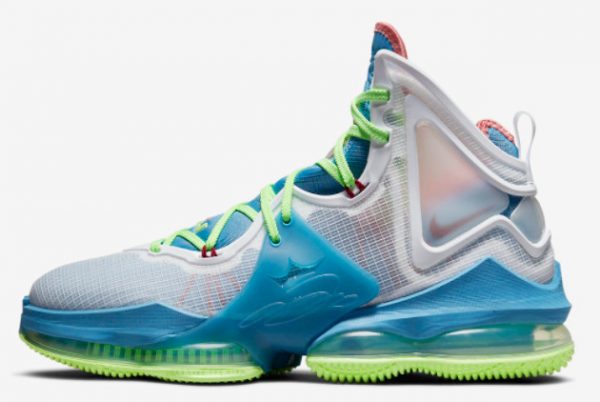 Nike LeBron 19 Neon Green-Blue Basketball Sneakers DC9341-400