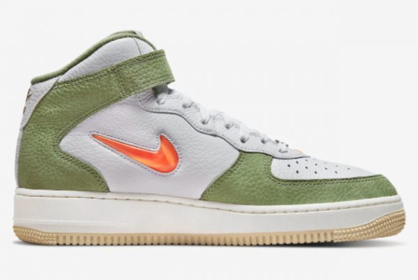 2022 Nike Air Force 1 Mid Olive and Orange Sneakers DQ3505-100-1