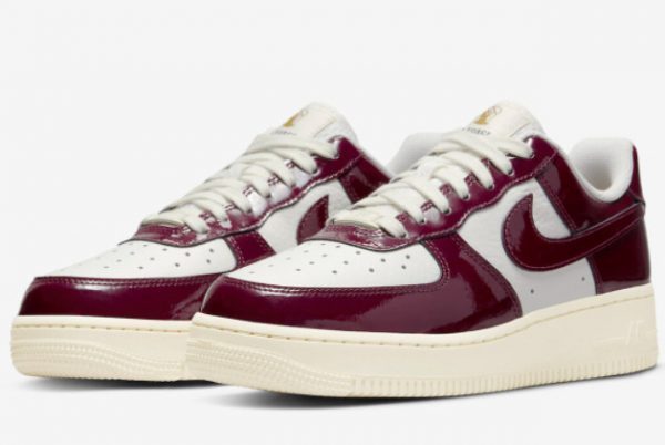 Cheap Nike Air Force 1 Low White Burgundy Patent DQ8583-100-2