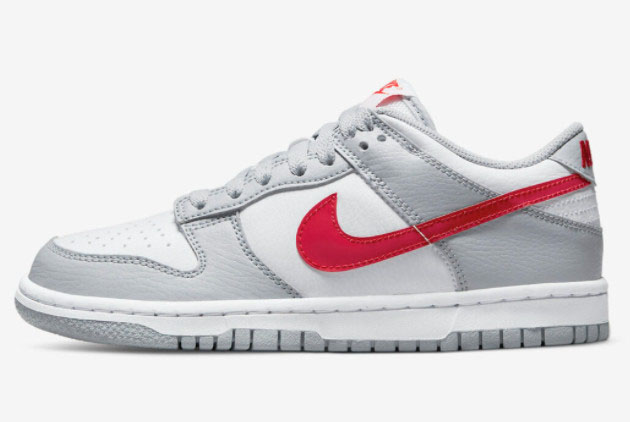 2022 Nike Dunk Low GS White Grey Red Hot Sale DV7149-001