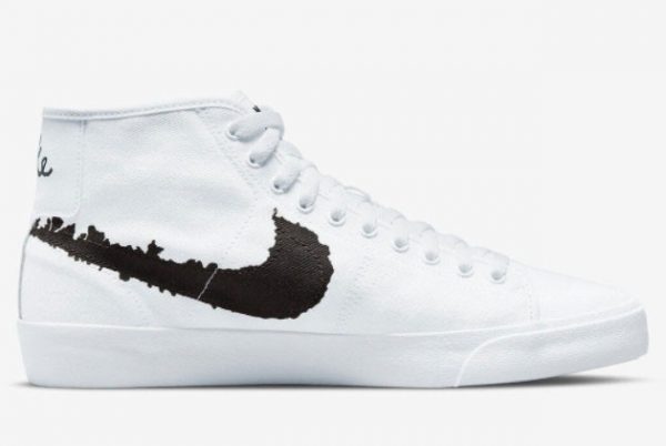 2022 Nike SB Blazer Court Mid White Black Sneakers On Sale DM8553-100-1
