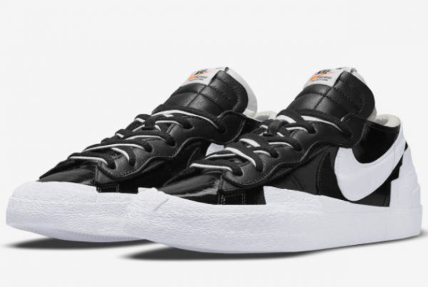 2022 Sacai x Nike Blazer Low Black Patent Shoes DM6443-001-2