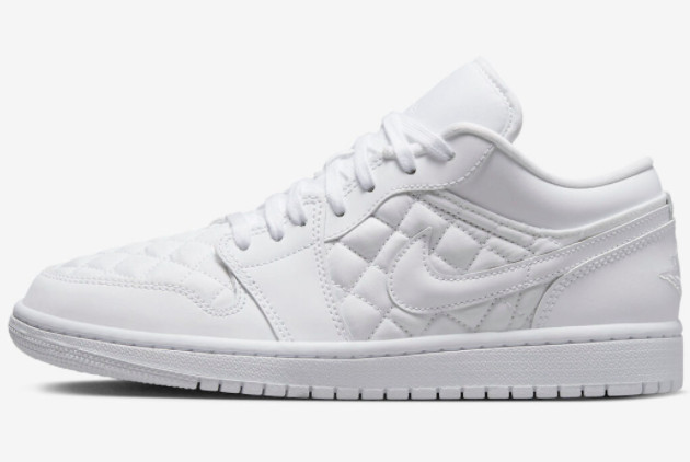 Men and Women's Air Jordan 1 Low Quilted Triple White DB6480-100