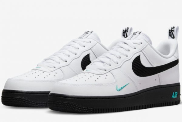 Men and Women's Nike Air Force 1 Low White Black Teal DR0155-100-2