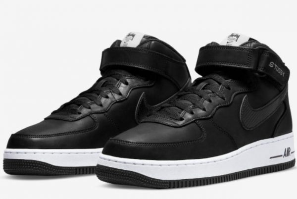 Stussy x Nike Air Force 1 Mid Black Luxe Leather To Buy DJ7840-001-2