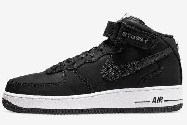 Stussy x Nike Air Force 1 Mid Black Luxe Leather To Buy DJ7840-001