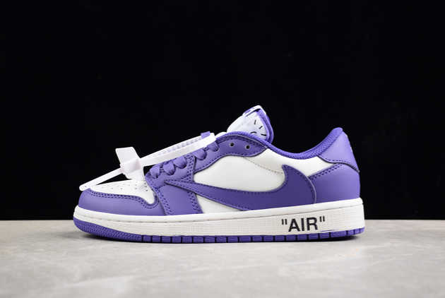 Where to Buy The DM7890-386 Travis Scott x Air Jordan 1 Low OG AJ1 White Purple 2024 Basketball Shoes